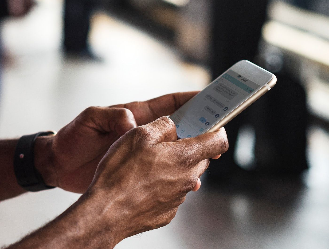 man checking messenger